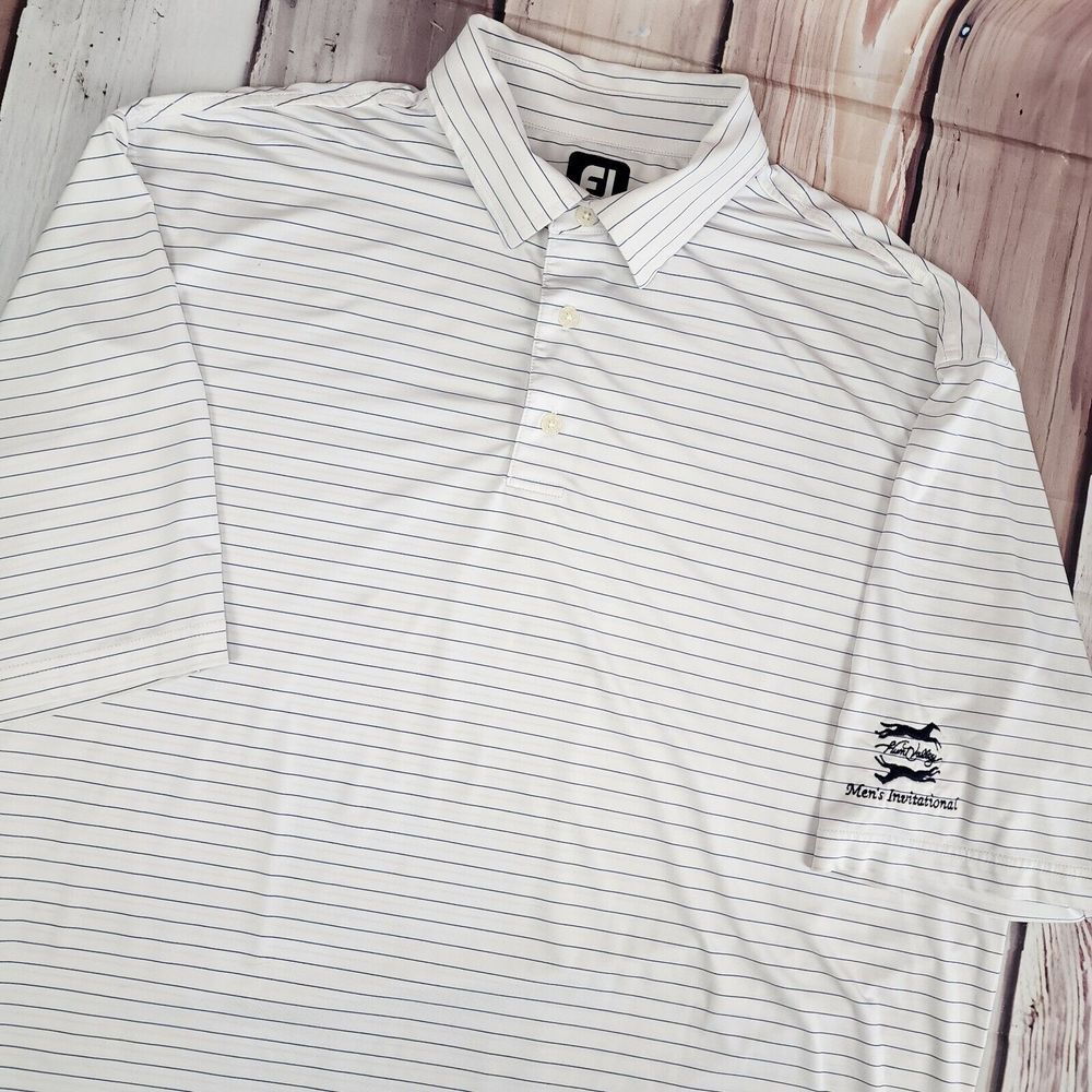 Footjoy Mens XL Blue Stripe Performance Stretch Golf Polo Invitational See Desc.